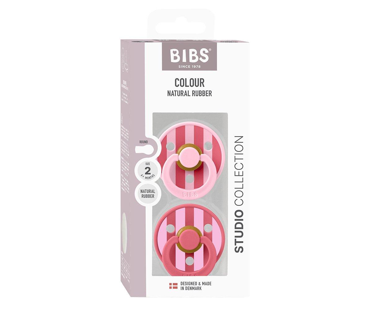 2 Chupetas BIBS Studio Colour Block Baby Pink Coral Mix